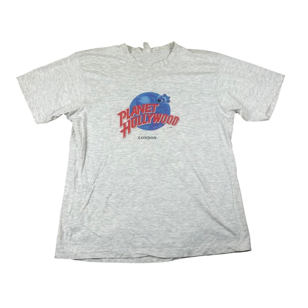 Vintage Planet Hollywood London Graphic T-Shirt Mens Heather Gray 90s Retro L/XL